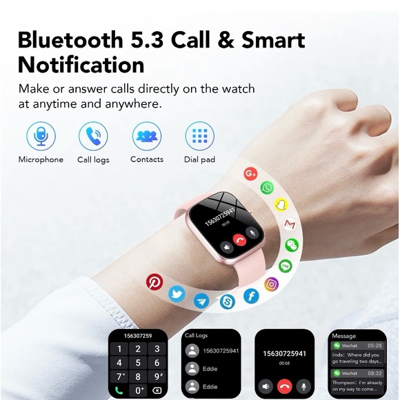 Smartwatch with Pink Band-Android or IOS Compatible NIB - Picture 4 of 5